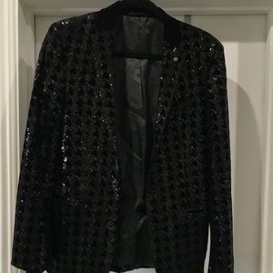 Sequined houndstooth blazer